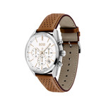 Montre Boss homme acier cuir marron - vue 2