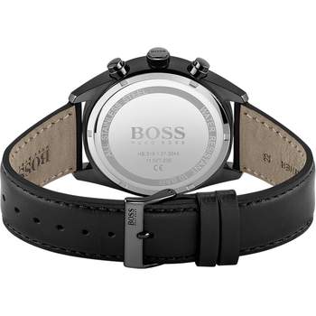 Boss herenhorloge van staal met zwarte leren band