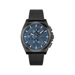 Montre Boss homme chronographe acier bracelet cuir noir - vue 1