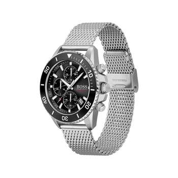 Boss herenchronograafhorloge van staal met Milanese-band