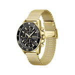 Montre Boss homme chronographe acier doré jaune maille milanaise - vue 2