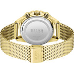 Montre Boss homme chronographe acier doré jaune maille milanaise - vue 3