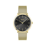 Montre Boss homme acier doré jaune maille milanaise - vue 1