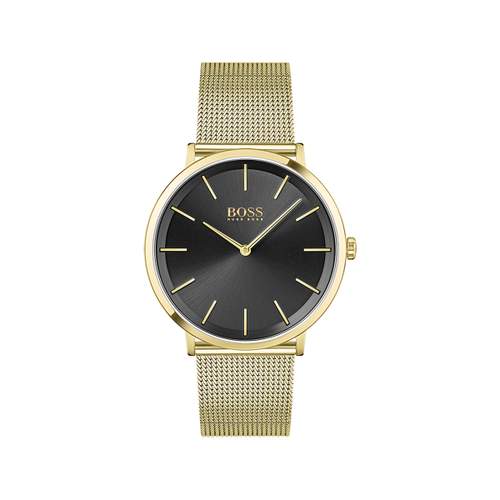 Montre Boss homme acier doré jaune maille milanaise