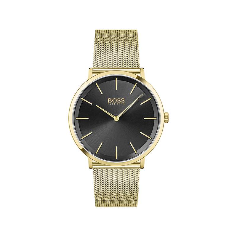 Montre Boss homme acier doré jaune maille milanaise - vue 1