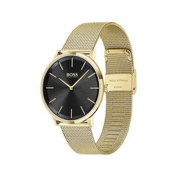 Boss herenhorloge roestvrij staal geel goud Milanese mesh