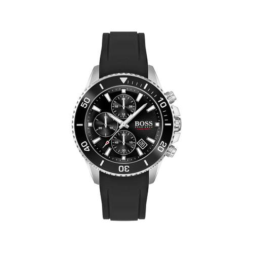 Boss men's watch steel black silicone bracelet