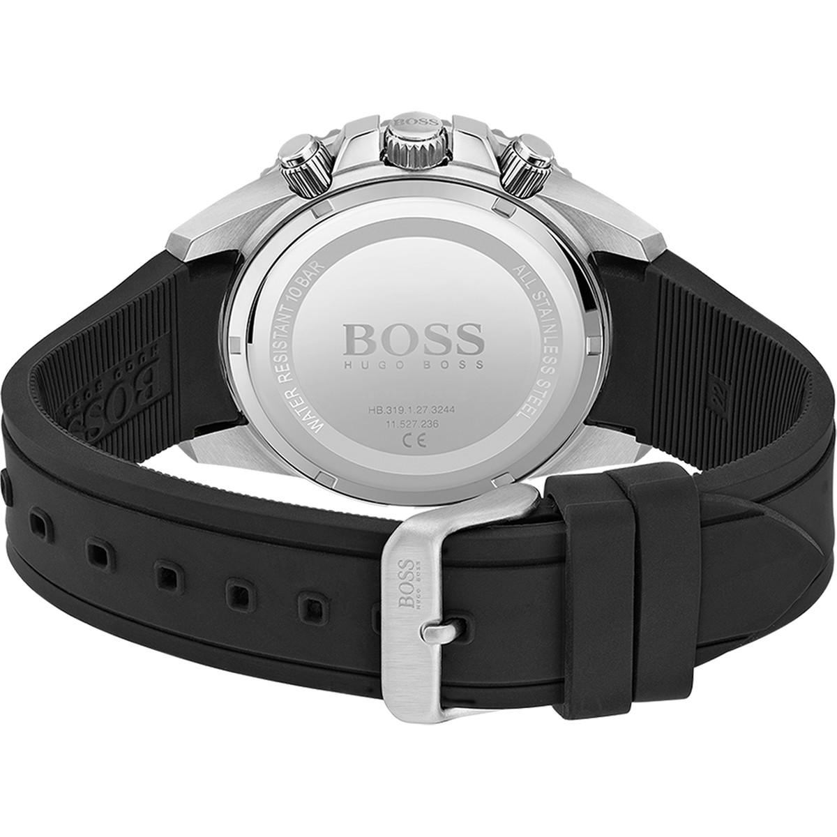 Montre Boss homme acier bracelet silicone noir - vue 3