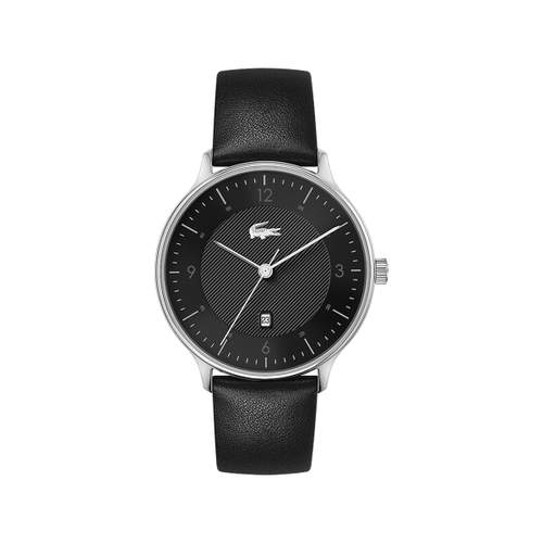 Montre Lacote homme acier bracelet cuir noir
