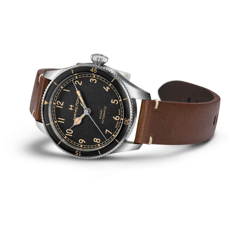 Montre Hamilton homme acier bracelet cuir marron - vue 4