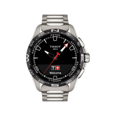Montre TISSOT T-TOUCH CONNECT SOLAR homme cadran noir bracelet titane