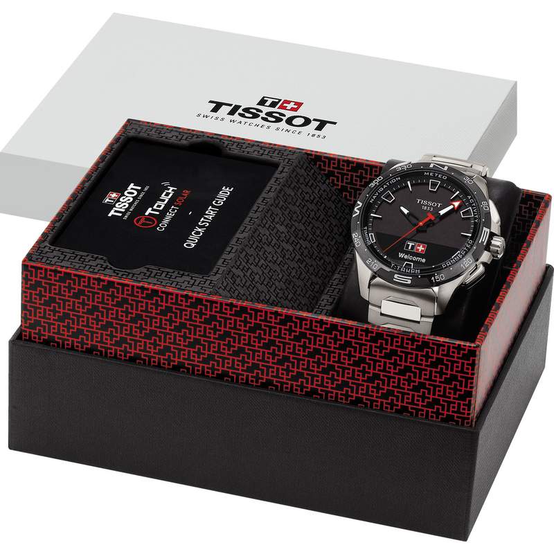 Montre TISSOT T-TOUCH CONNECT SOLAR homme cadran noir bracelet titane - vue D2