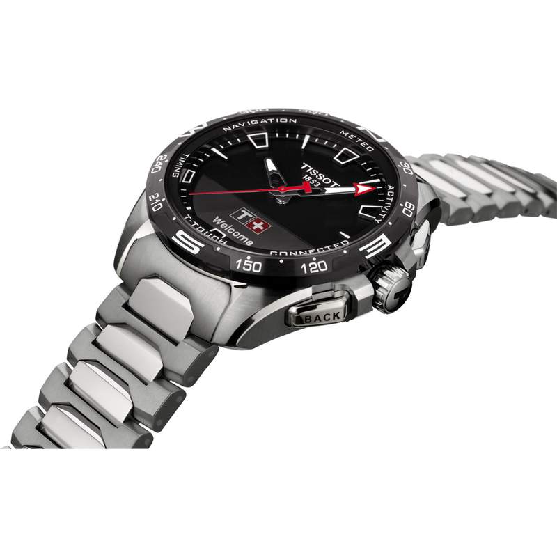 Montre TISSOT T-TOUCH CONNECT SOLAR homme cadran noir bracelet titane - vue D3