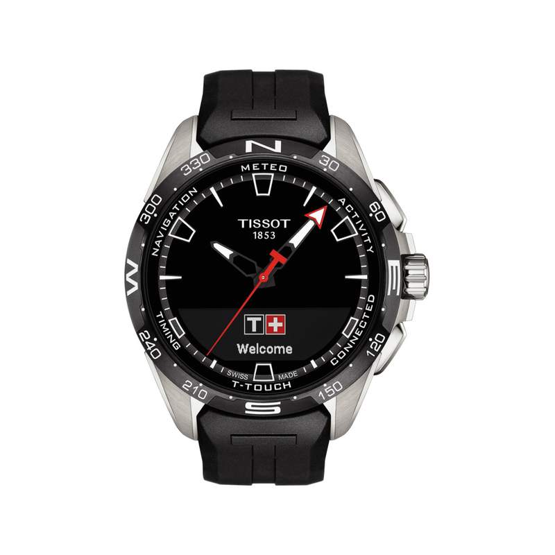 Montre Tissot homme titane bracelet caoutchouc noir - vue 1