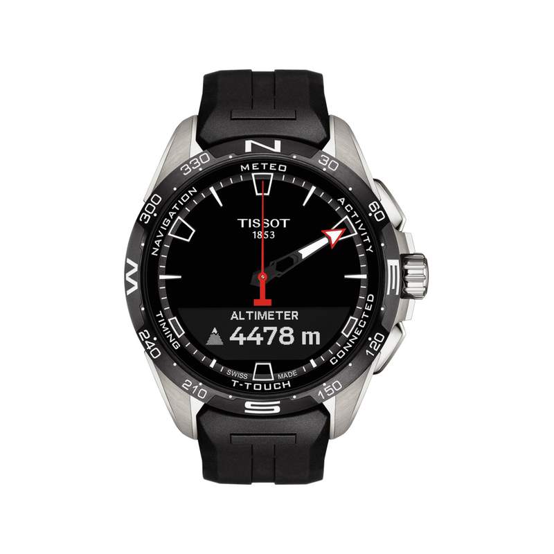 Montre Tissot homme titane bracelet caoutchouc noir - vue D4