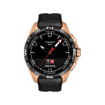Montre Tissot homme titane doré rose bracelet caoutchouc noir - vue 1