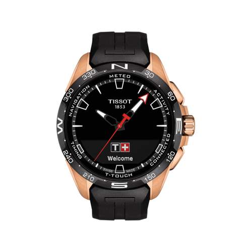 Montre Tissot homme titane doré rose bracelet caoutchouc noir