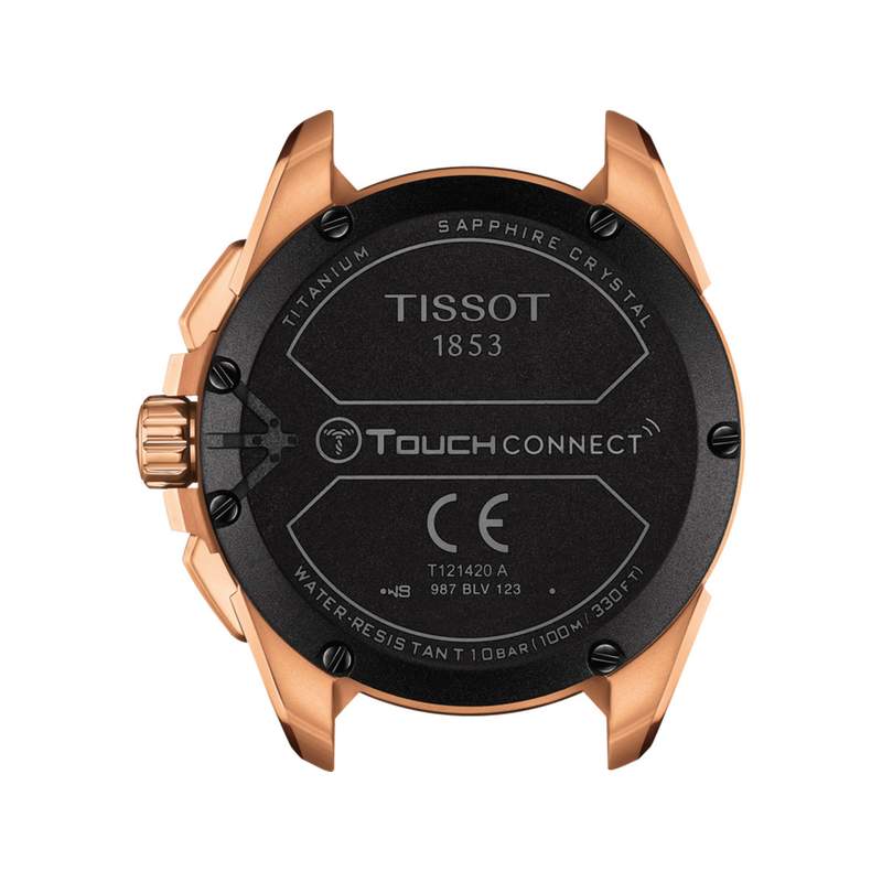 Montre Tissot homme titane doré rose bracelet caoutchouc noir - vue 3