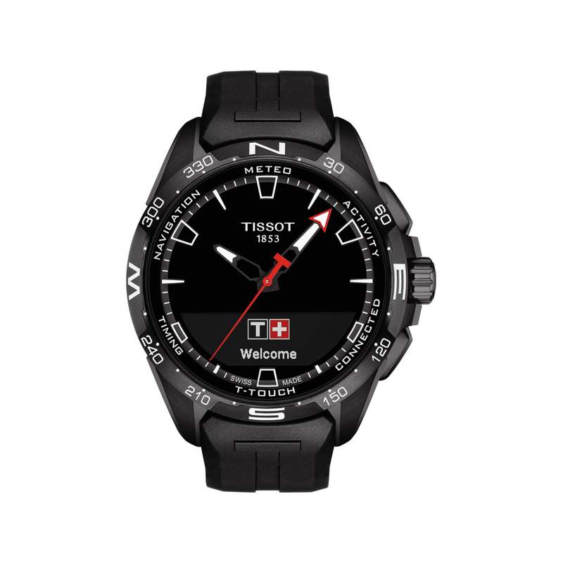 Montre Tissot homme titane bracelet caoutchouc noir - vue 1
