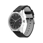 Montre Tommy Hilfiger homme acier bracelet cuir noir - vue 2