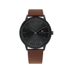 Montre Tommy Hilfiger homme acier bracelet cuir marron - vue 1
