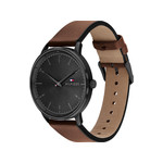 Montre Tommy Hilfiger homme acier bracelet cuir marron - vue 2