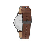 Montre Tommy Hilfiger homme acier bracelet cuir marron - vue 3