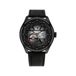 Montre Tommy Hilfiger homme automatique acier noir bracelet cuir noir - vue 1