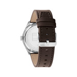 Montre Tommy Hilfiger homme automatique acier bracelet cuir marron - vue 3