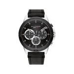 Montre Tommy Hilfiger homme acier bracelet cuir noir - vue 1