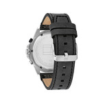 Montre Tommy Hilfiger homme acier bracelet cuir noir - vue 3