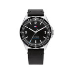 Montre Tommy Hilfiger homme acier bracelet cuir noir - vue 1