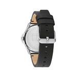 Montre Tommy Hilfiger homme acier bracelet cuir noir - vue 3