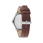 Montre Tommy Hilfiger homme acier bracelet cuir marron - vue 3