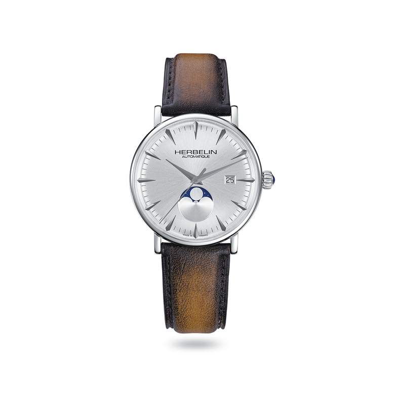 Montre Herbelin homme automatique acier bracelet cuir gold. Edition limitée. - vue 1