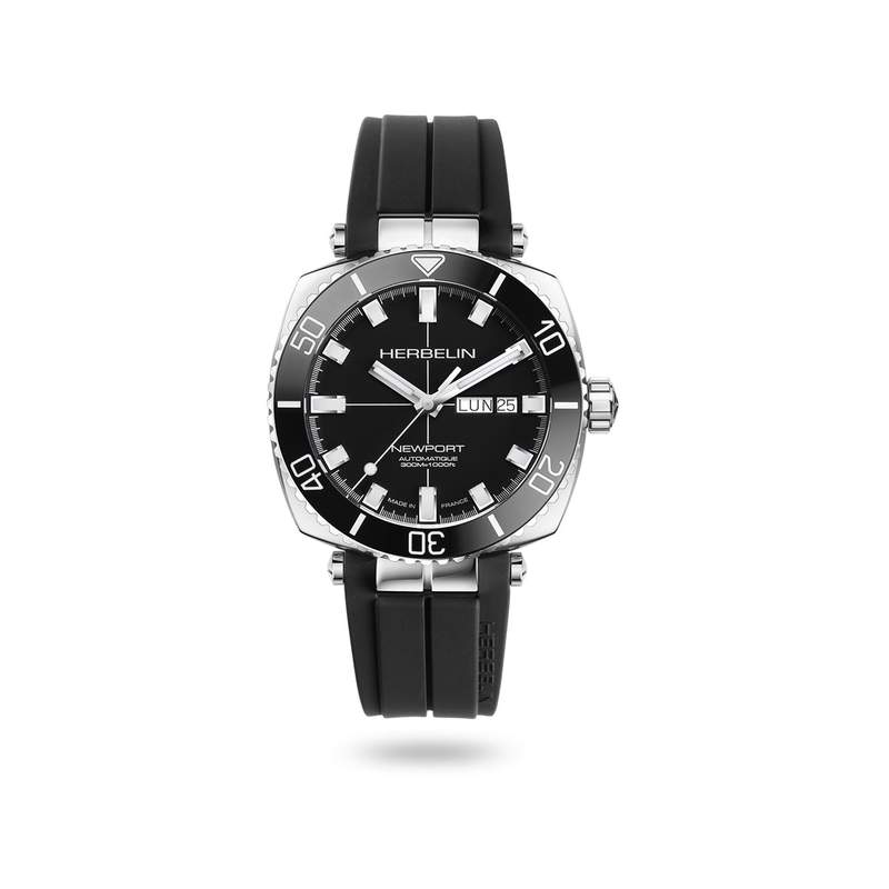 Montre Herbelin Newport Diver Automatic homme automatique acier bracelet élastomère - vue 1