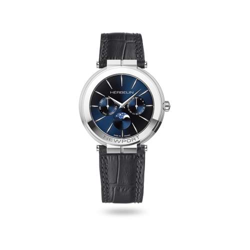 Montre Herbelin Newport homme acier bracelet cuir bleu
