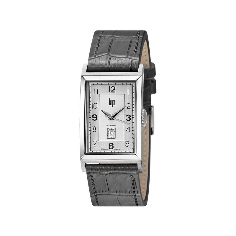 Montre Lip homme automatique acier bracelet cuir gris - vue 1