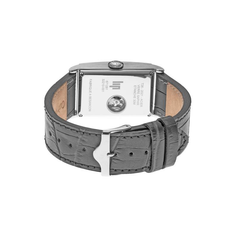 Montre Lip homme automatique acier bracelet cuir gris - vue 3