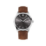 Montre Frédérique Constant homme acier bracelet cuir marron - vue 1