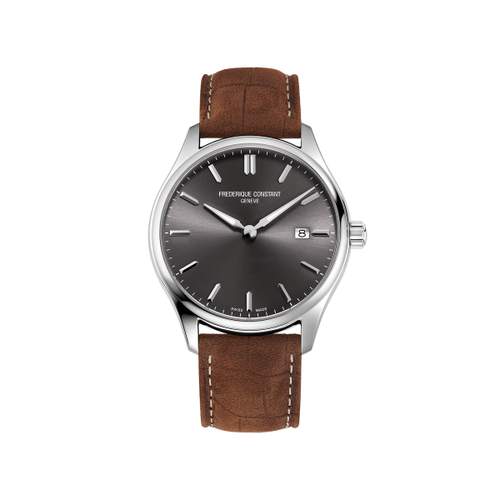 Frédérique Constant men's watch steel brown leather strap