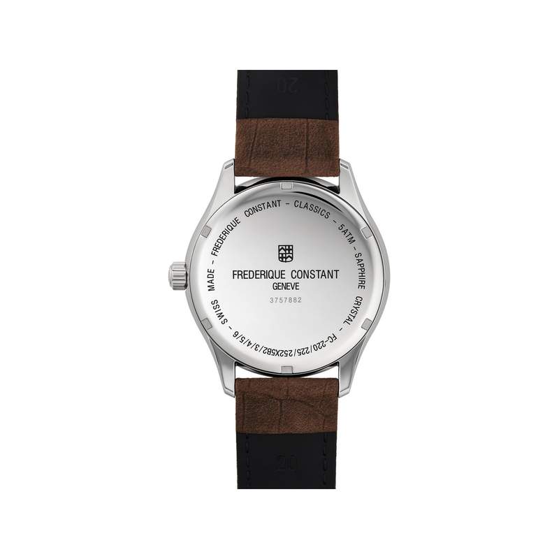 Montre Frédérique Constant homme acier bracelet cuir marron - vue 3