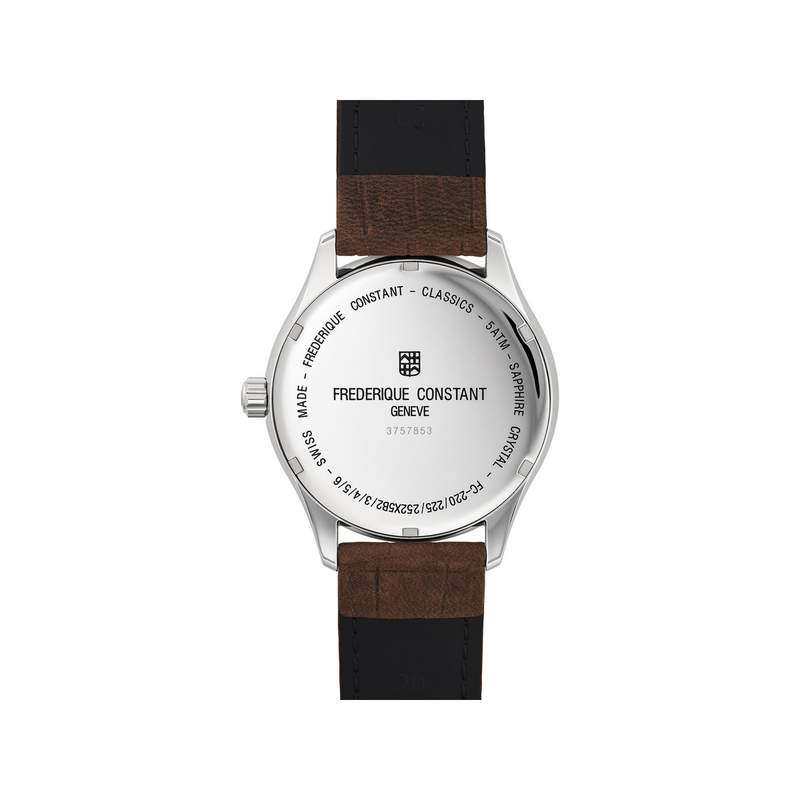 Montre Frédérique Constant homme acier bracelet cuir marron - vue 3
