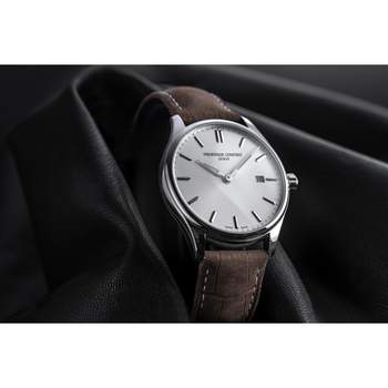 Frédérique Constant Stalen herenhorloge met bruine leren band