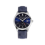 Montre Frédérique Constant homme acier bracelet cuir bleu - vue 1