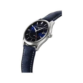 Montre Frédérique Constant homme acier bracelet cuir bleu