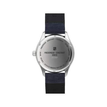 Montre Frédérique Constant homme acier bracelet cuir bleu