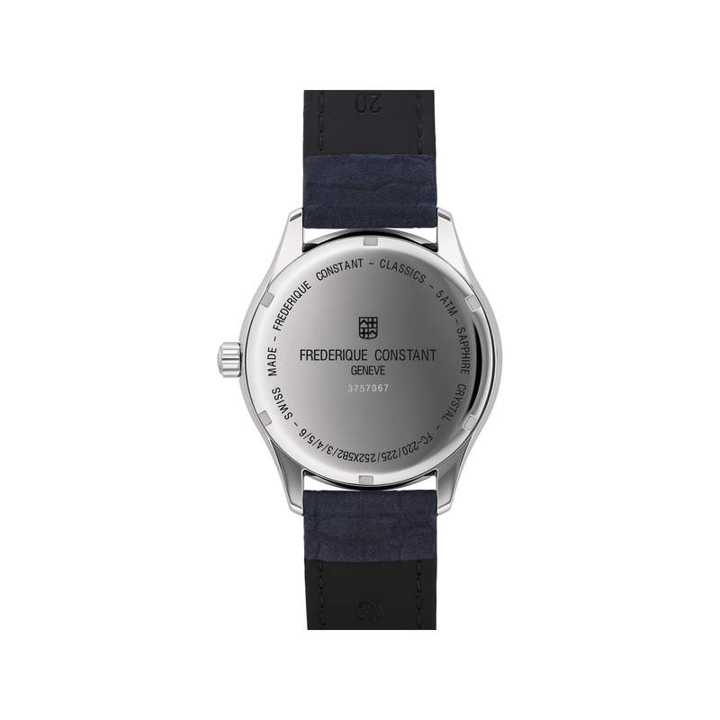 Montre Frédérique Constant homme acier bracelet cuir bleu - vue 3