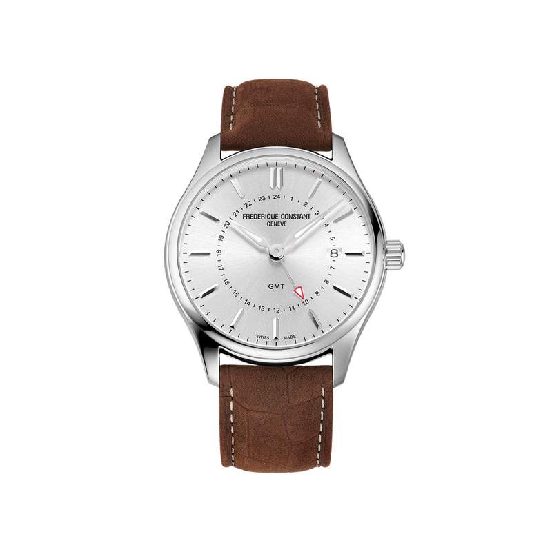 Montre Frédérique Constant homme acier bracelet cuir marron - vue 1