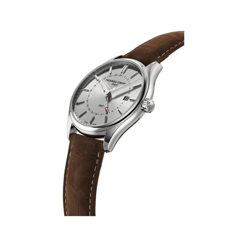Montre Frédérique Constant homme acier bracelet cuir marron - vue 2